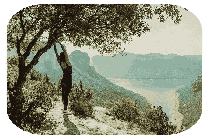 A person in the cliffside